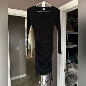 Julie black sweater dress with ruched sides - size medium